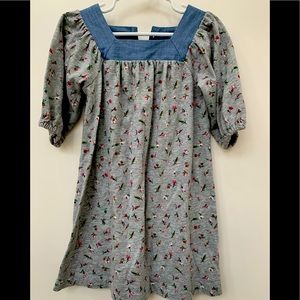 Girls size 4T prairie dress, chambray square neck